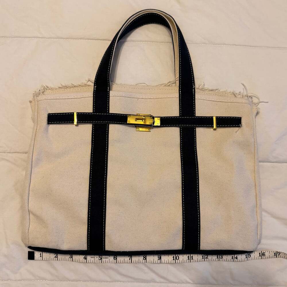 Boatkin - Canvas Tote Bag with Black Trim and Gold Hardware